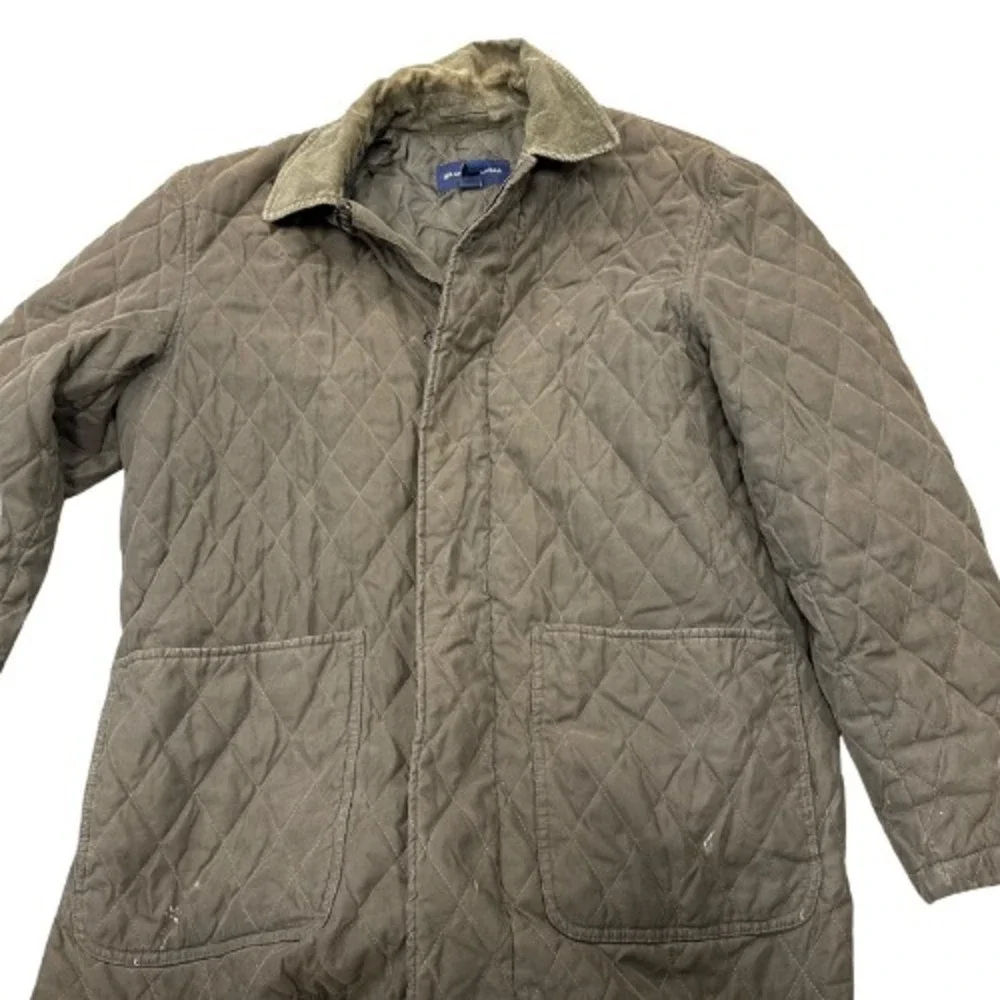 Grant Thomas Quilted Barn Jacket Mens Large Corduroy Collar Heritage Olive Green